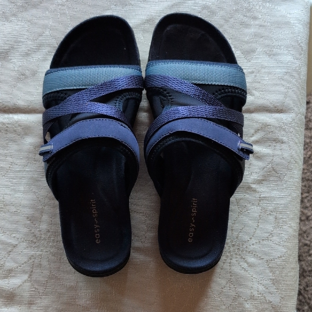 Easy Spirit Navy and Black Slide Sandals